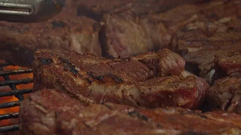 Steak on fire Stock Footage 112948881