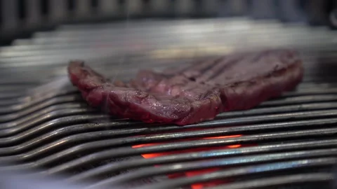 Steak Flip on Live BBQ Stock Footage 265146498