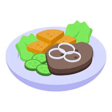 Steak food icon isometric vector. Cuisine menu Stock Illustration