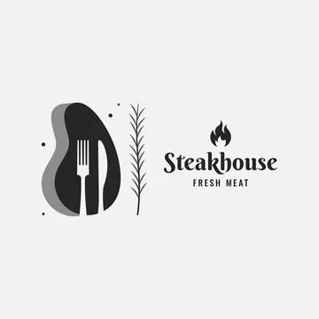 Steak with fork and knife logo. Steakhouse logo Illustration