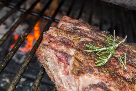 Steak fried on the grill Stock Photos