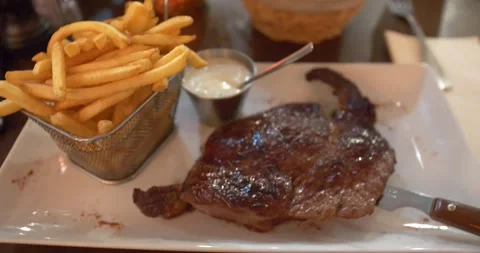 Steak Frites from Paris Stock Footage 244196845