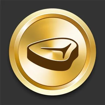 Steak on Golden Internet Button Stock Illustration