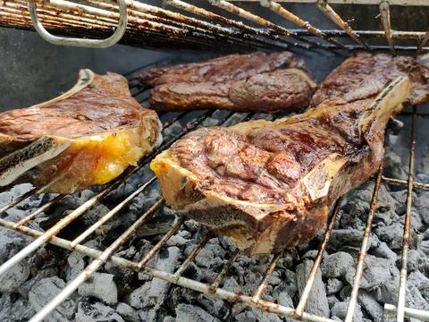 Steak on the grill Stock Photos