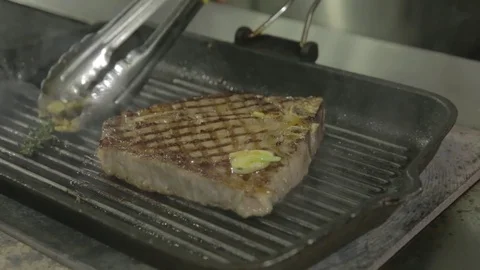 Steak grilled with corn Stock Footage 83295034