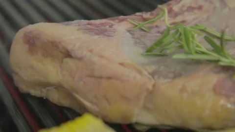 Steak grilled with corn Stock Footage 83747947