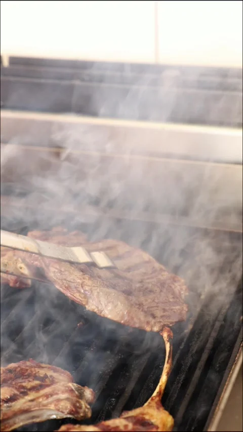 The steak is grilled. Fried meat. Grill. High quality 4k footage Stock Footage 325083538