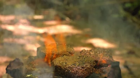 Steak Grilled on Stone Видео 336972912