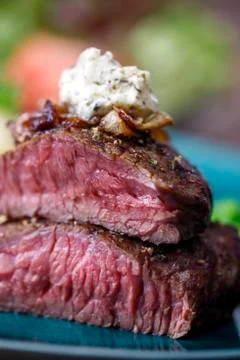 Steak halves Stock Photos