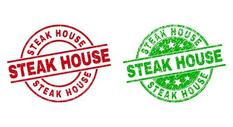 STEAK HOUSE Round Badges Using Corroded Texture Stock Illustration