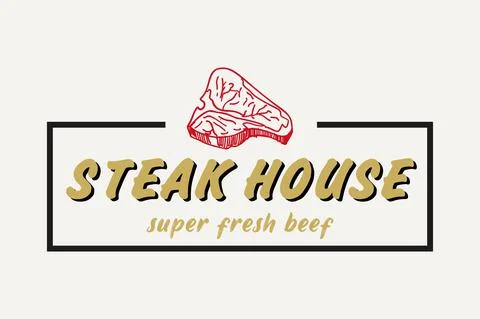 Steak House Vector Label, Card, Emblem or Logo Template. Stock Illustration