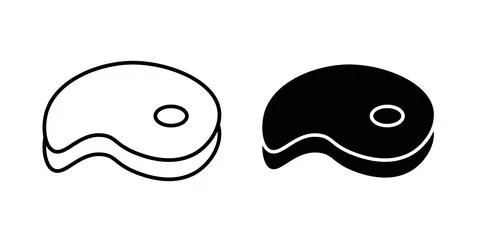 Steak icon collection in black, Line icons, flat symbols Stock Illustration