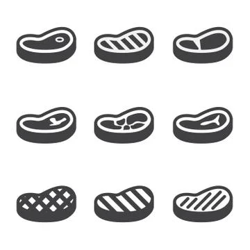 Steak Icons Set Stock Illustration