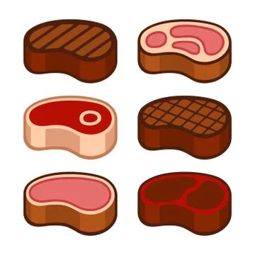 Steak Icons Set. Vector Stock Illustration