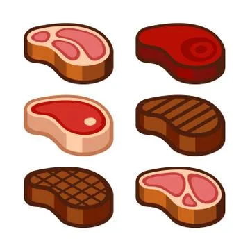 Steak Icons Set. Vector Stock Illustration