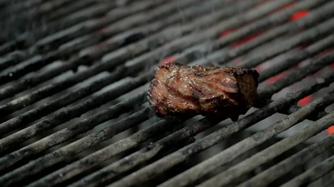 The Steak in the Josper is Cooked Stock Footage 131636243