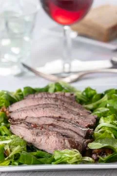 Steak on lamb's lettuce Foto stock