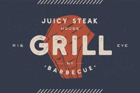 Steak, logo, meat label. Logo with steak silhouette Stock Illustration