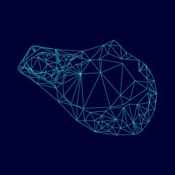 Steak low poly triangulation triangulated polygonal electric cyan blue vibran Stock Illustration