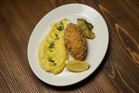 Steak with mashed potatoes Stock Photos