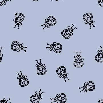 Steak meat character line vector seamless pattern Stock Illustration