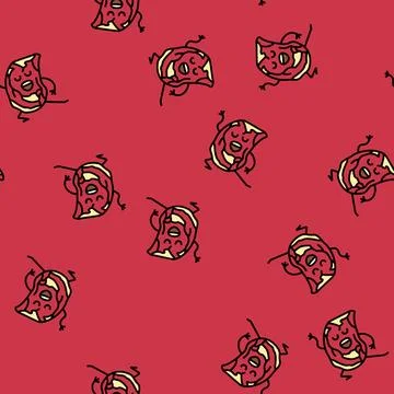 Steak meat character vector seamless pattern Stock Illustration