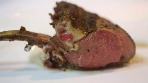 Steak meat close up macro Stock Footage 77664782