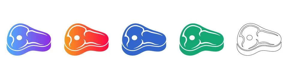 Steak Meat Cut Icons Stock Illustration