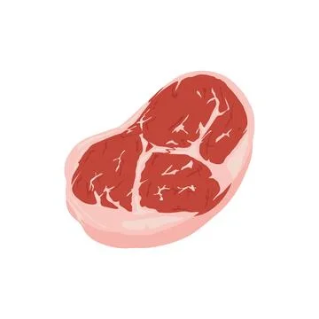 Steak meat in flat design. Fresh raw marble fillet piece, butchery menu. Ve.. Stock Illustration