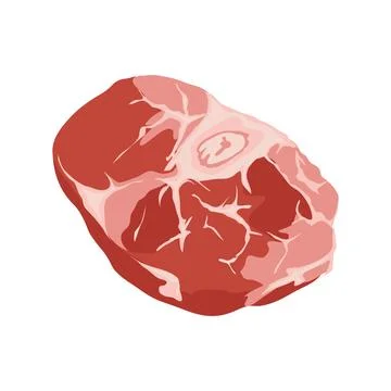 Steak meat in flat design. Raw meat piece with bone, butchery product menu. V Stock Illustration
