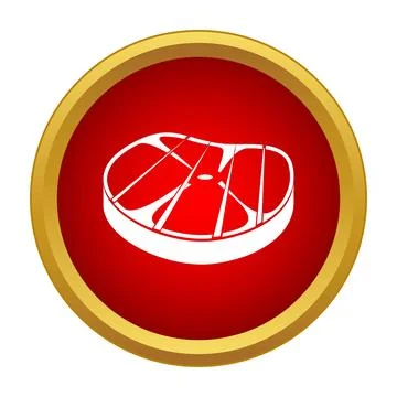 Steak meat grill food button icon menu Stock Illustration