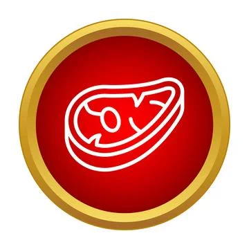 Steak meat icon button for food interface Stock Illustration