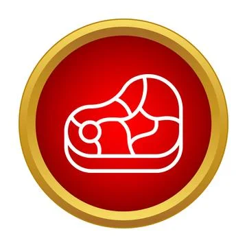 Steak meat icon on red circular button Stock Illustration