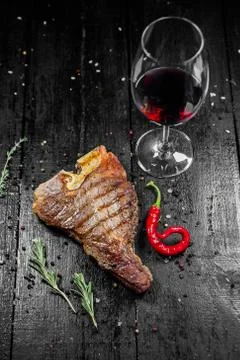 Steak meat with red pepper Stock Photos