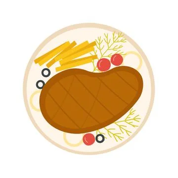Steak menu on plate Stock Illustration