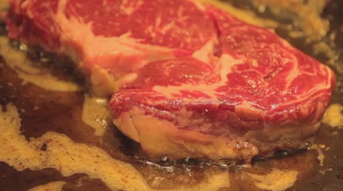 Steak In Pan Video stock 54761673
