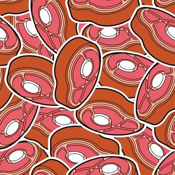 Steak pattern seamless. beefsteak Piece of meat background. vector texture Stock Illustration
