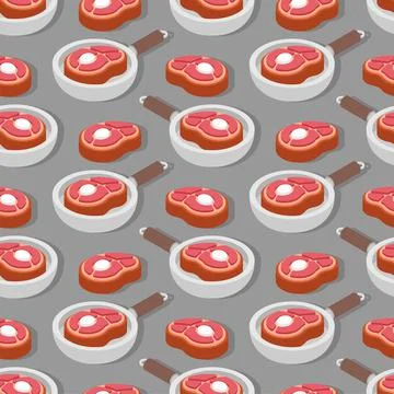 Steak pattern seamless. beefsteak Piece of meat background. vector texture Stock Illustration