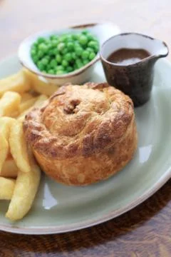 Steak pie dinner Stock Photos