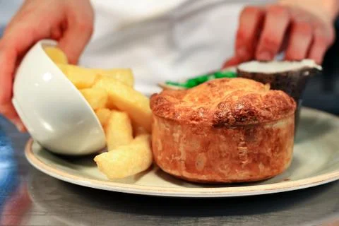 Steak pie dinner Stock Photos