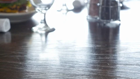 Steak placed on dining table Video stock 94272742