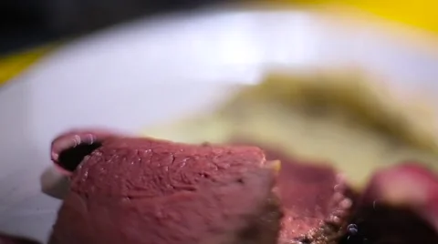 Steak on the plate close up Stock Footage 67864303