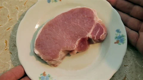 The steak on the plate Stock Footage 45996828