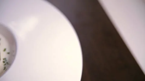 Steak with potatoes on a dish Stock Footage 58064235