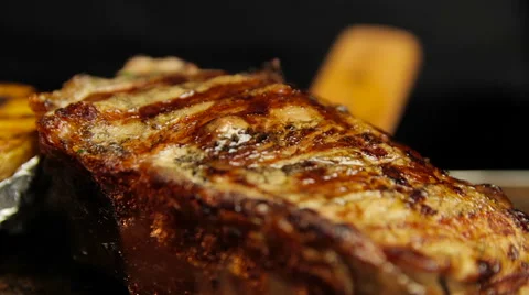 Steak with potatoes Stock Footage 68030869