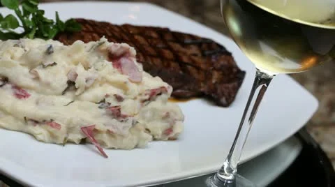 Steak Potatoes Rotate Stock Footage 18156456