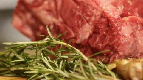 Steak raw close up reveal Stock Footage 103676432