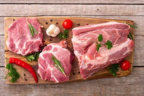 Steak from raw pork neck Stock Photos