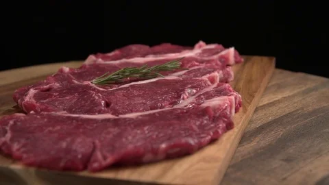 Steak - raw stweak - red meat Video stock 81202155
