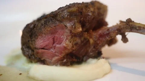 Steak rib close up macro Stock Footage 77665607